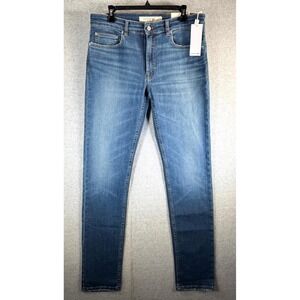 Lacoste Jeans Men's 33 X 34 Blue Denim Stretch Slim Fit Medium Wash Straight Leg